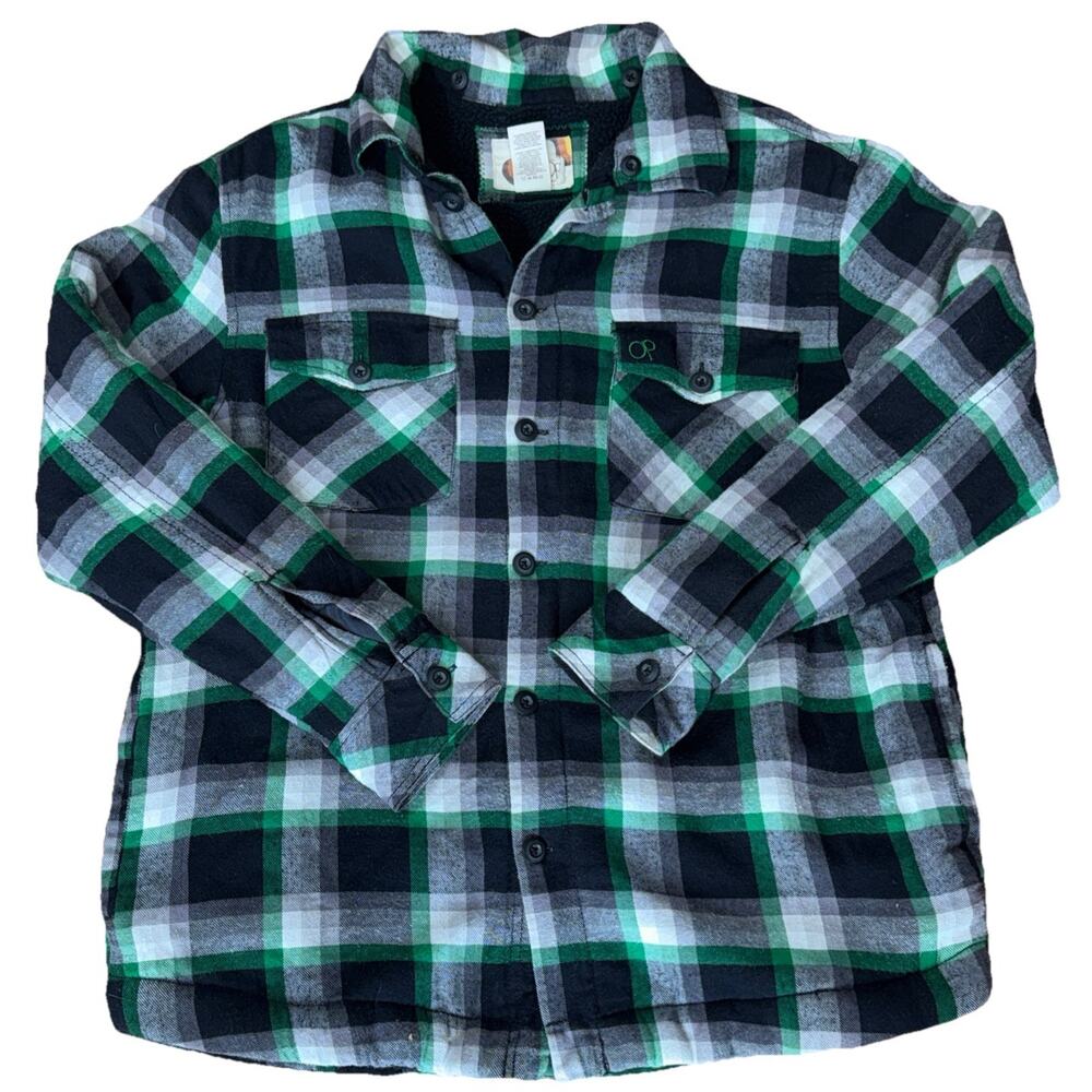 Op Green, Black, & Grey Button Up‎ Fleece Warm Winter Shacket Men’s Size M